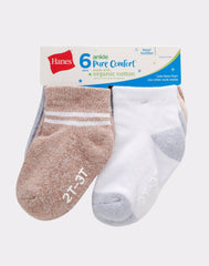 Hanes Pure Comfort Infant/Toddler Boys' Ankle Socks, Organic Cotton, 6-Pairs