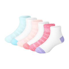 Hanes Premium Pure Comfort Infant/Toddler Girls' Ankle Socks Pack, 6-Pack, Gripper Foot, ComfortSoft Yarn