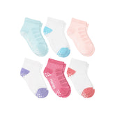 Hanes Premium Pure Comfort Infant/Toddler Girls' Ankle Socks Pack, 6-Pack, Gripper Foot, ComfortSoft Yarn