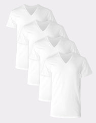 Hanes Ultimate Comfort Fit Men's V-Neck Undershirt, White, 4-Pack