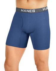 Hanes Ultimate Men's Comfort Flex Fit Men's Boxer Brief Pack, Breathable Cotton, Blue, 3-Pack (2XL)