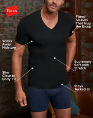Hanes Perfect Flex Men's Tee, White V-Neck Undershirt, 1-Pack