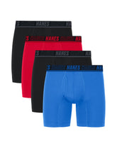 Hanes Moves Ultimate Men's Anti-Chafe Boxer Brief Underwear, X-Temp, Assorted, 4-Pack, 6"