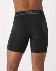 Hanes Moves Ultimate Men's Anti-Chafe Boxer Brief Underwear, Total Support Pouch, X-Temp, Black, 4-Pack, 6"