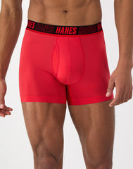 Hanes Moves Ultimate Men's Anti-Chafe Trunk Underwear, Total Support Pouch, X-Temp, 4-Pack, 4"
