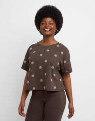 Hanes Originals Women's Cotton Boxy T-Shirt, Rolled Short Sleeves