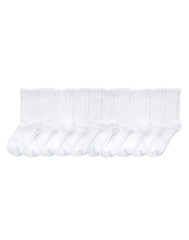 Hanes Girls' Uniform Crew Socks Pack, 10-Pack, Soft Feel, EZ Sort Matching, School Socks