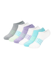 Hanes Absolute Active Girls' No Show Socks Pack, 6-Pack, Cushioned Comfort, Heel Shield
