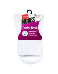 Hanes Moves Women's Seamless Stretch Mid Crew Socks, 3 Pairs