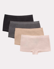 Hanes Girls' Tween Underwear Seamless Boyshort Pack, Neutrals, 4-Pack