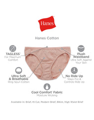 Hanes Women's Breathable Cotton Brief Underwear, Black, 10-Pack