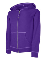 Hanes Girls' Slub Jersey Full-Zip Hoodie