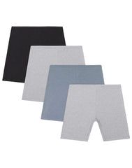 Hanes Girls' Play Shorts, 4-Pack, Cotton Stretch, Assorted Solids Multipacks