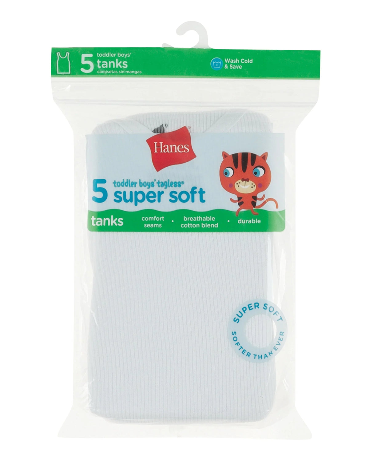 Hanes Toddler Boys' Tank, White, 5-Pack