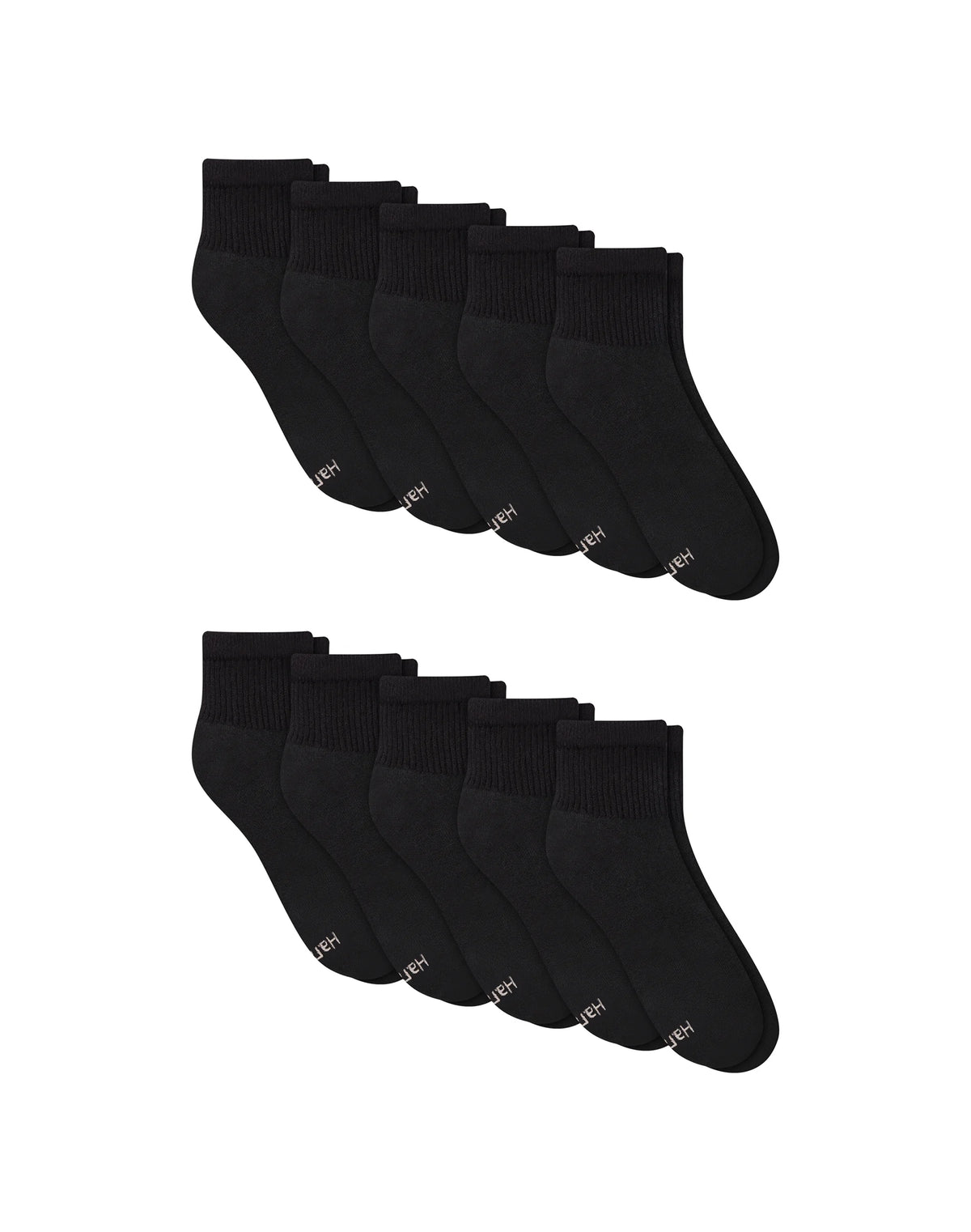 Hanes Women's Athletic Ankle Socks, Full Sole Cushion, Extended Sizes, 10-Pairs