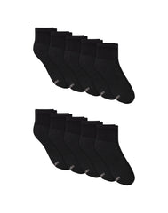 Hanes Women's Athletic Ankle Socks, Full Sole Cushion, Extended Sizes, 10-Pairs