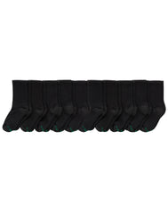 Hanes Boy's Uniform Crew Socks Pack, 10-Pack, Moisture-Wicking, Cushioned