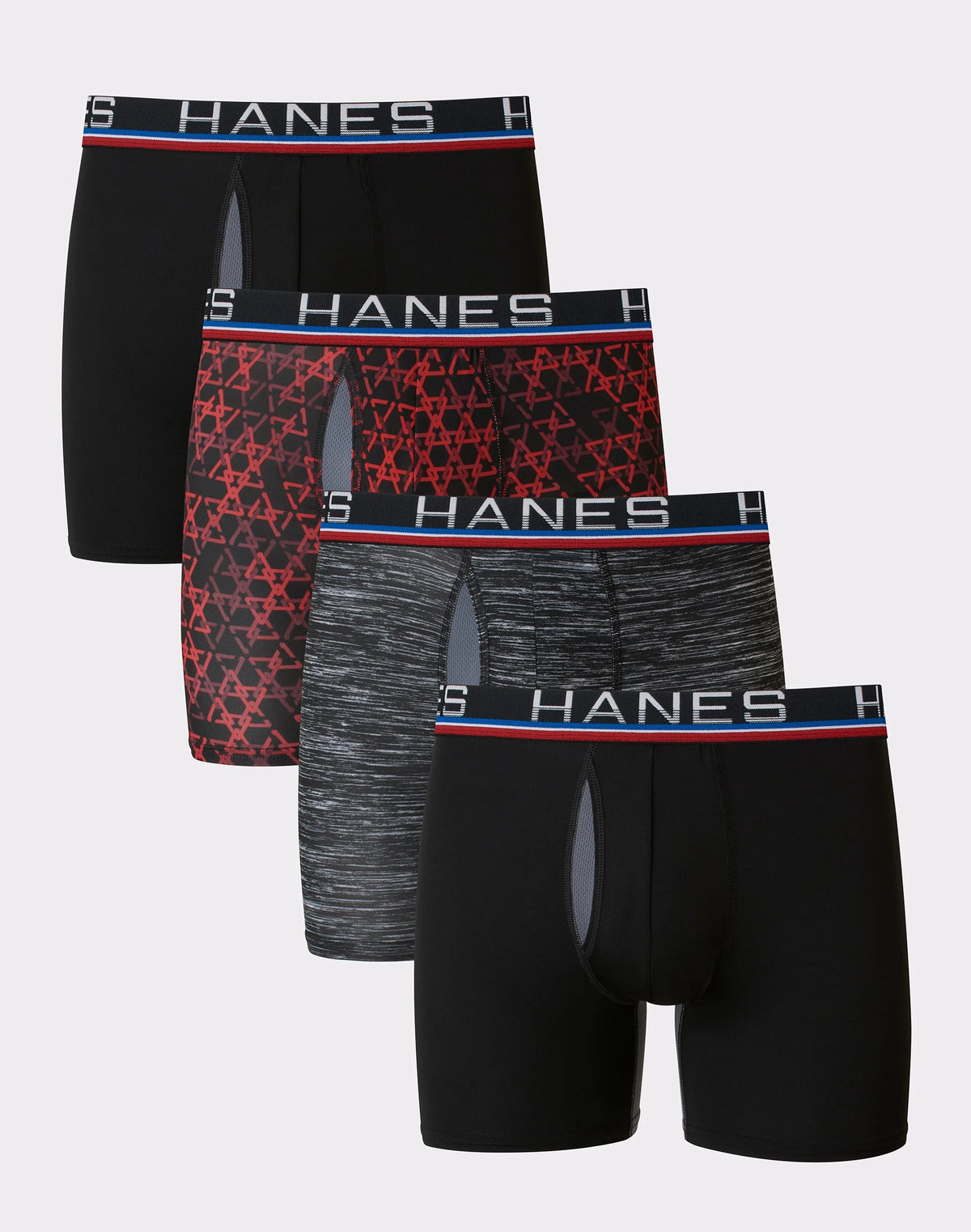Hanes Sport Total Support Pouch Men's Boxer Brief Underwear, X-Temp, Red/Black, 4-Pack