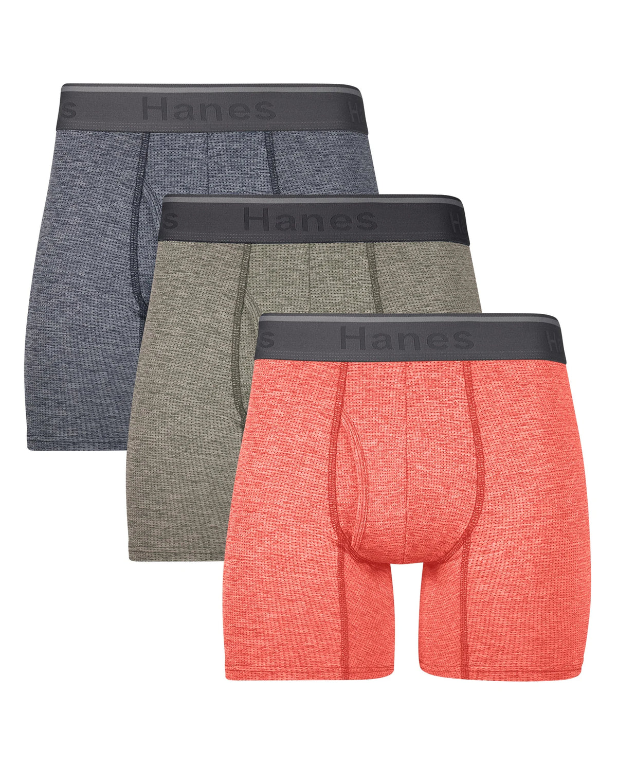 Hanes Comfort Flex Fit Men's Breathable Stretch Mesh Boxer Brief Underwear, Red/Green/Black, 3-Pack