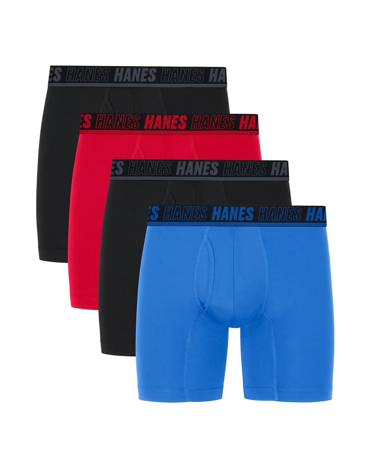 Hanes Moves Ultimate Men's Anti-Chafe Boxer Brief Underwear, X-Temp, Assorted, 4-Pack, 6"