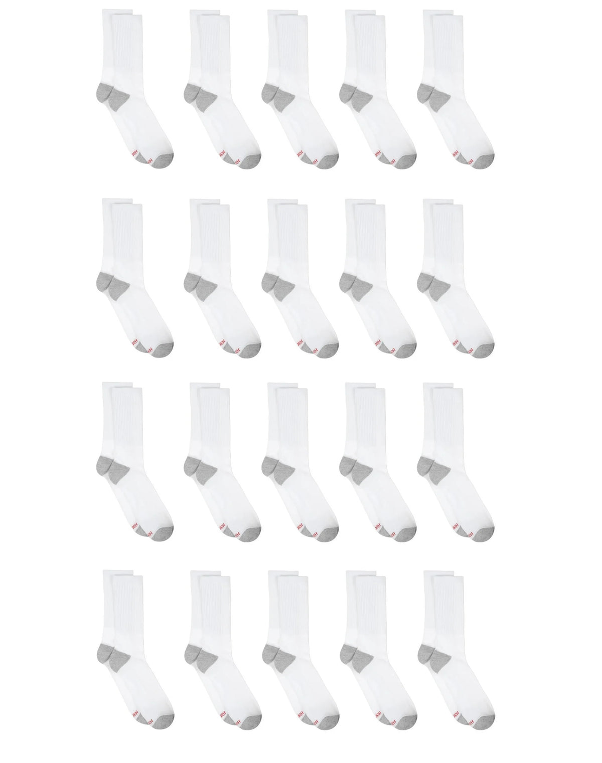 Hanes Men's Cushioned Crew Socks Pack, 20 Pairs, Lightweight, Moisture Wicking