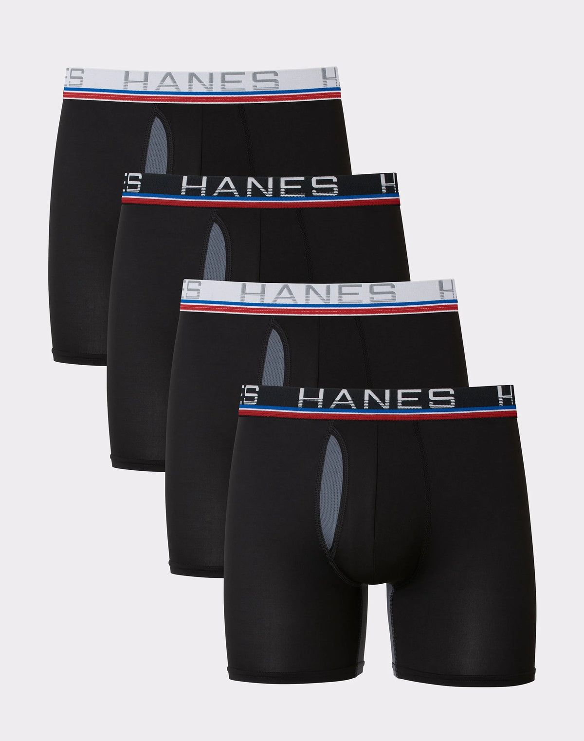 Hanes Sport Total Support Pouch Men's Boxer Brief Underwear, X-Temp, Black, 4-Pack