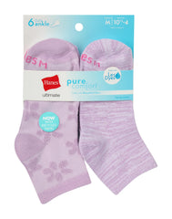 Hanes Ultimate Girls' Ankle Socks Pack, 6-Pack, School & Sport Socks, Soft & Stretchy, EZ Sort