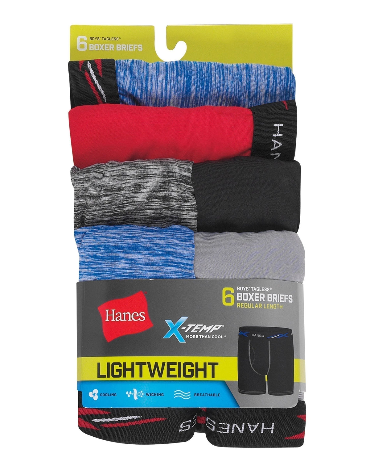 Hanes X-Temp Boys' Lightweight Boxer Briefs, Assorted, 6-Pack