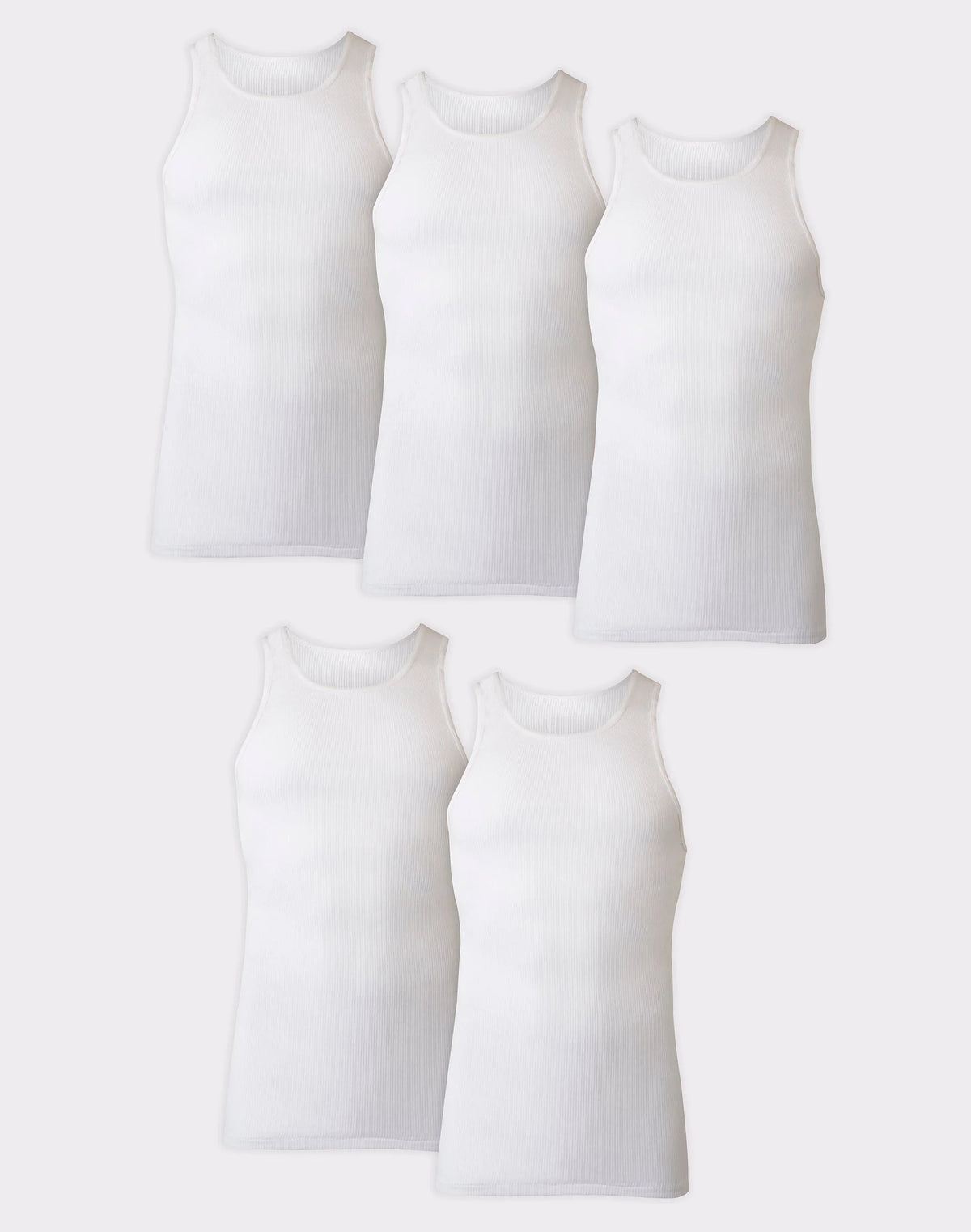 Hanes Ultimate Big Men's White Tank Top Undershirt Pack, Cotton, 5-Pack, (Big & Tall Sizes)