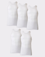 Hanes Ultimate Big Men's White Tank Top Undershirt Pack, Cotton, 5-Pack, (Big & Tall Sizes)