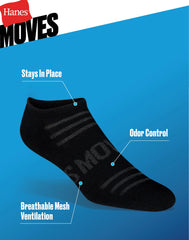 Hanes Moves Breathable Mesh Men's No Show Socks, Shoe Sizes 6-12, 6-Pairs