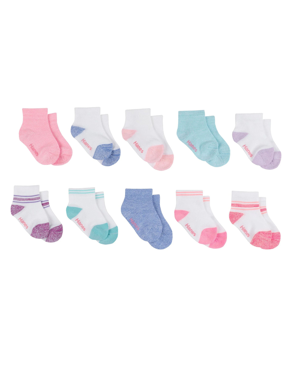 Hanes Infant/Toddler Girls' Super Soft Ankle Socks, 10-Pairs<br>