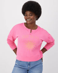 Hanes Women's Garment Dyed French Terry Sweatshirt, Enjoy the Sun