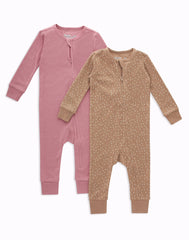 Hanes Zippin Baby Knit Long Sleeve Footless Zip Sleep N' Play, Snug-Fit, 4-Way Stretch, Boys & Girls, 2-Pack