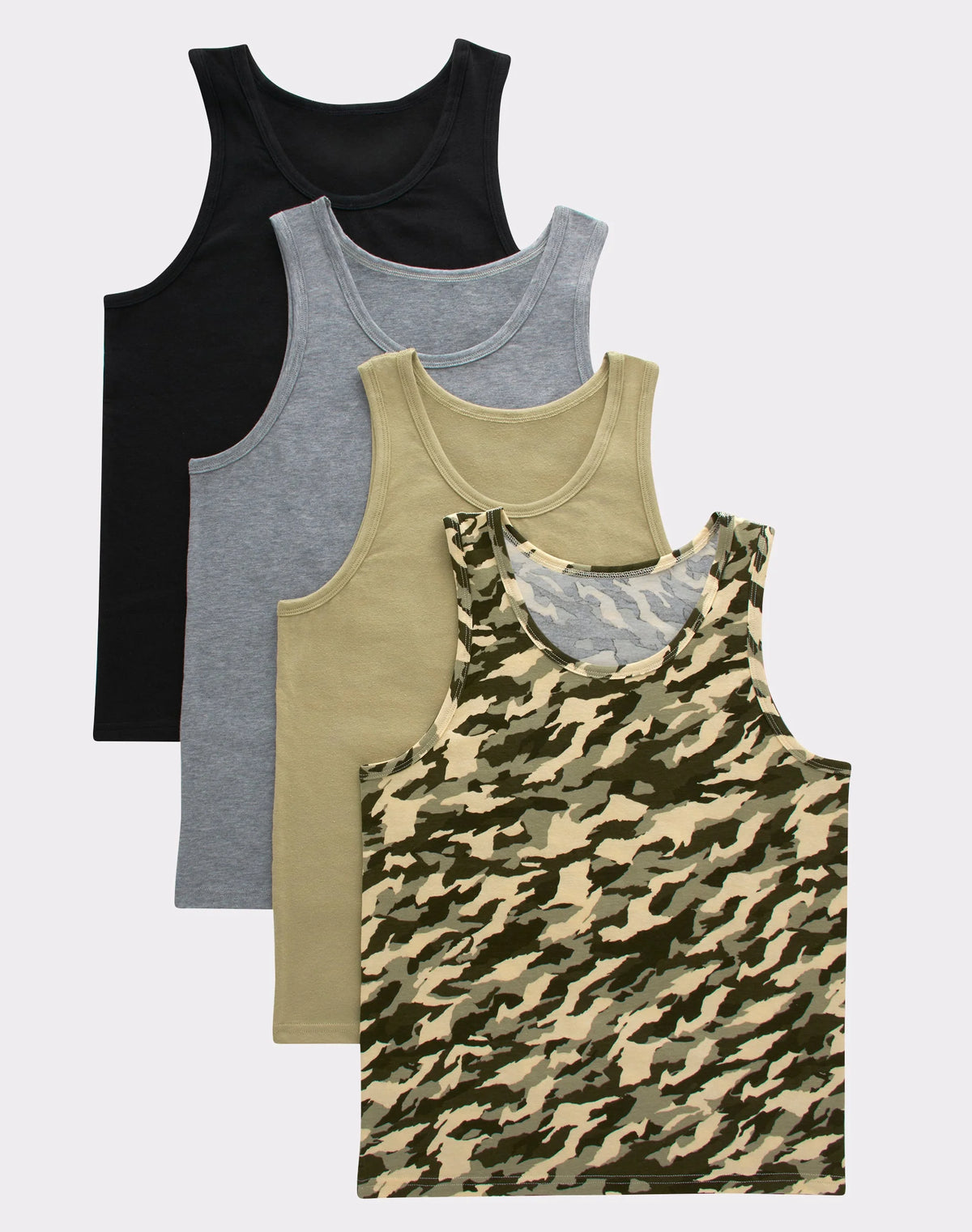 Hanes Originals Boys' Tank Undershirt, Camo & Assorted, 4-Pack