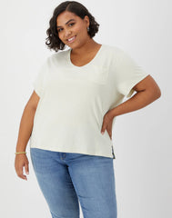 Hanes Originals Women's Raw Edge V-Neck T-Shirt (Plus Size)