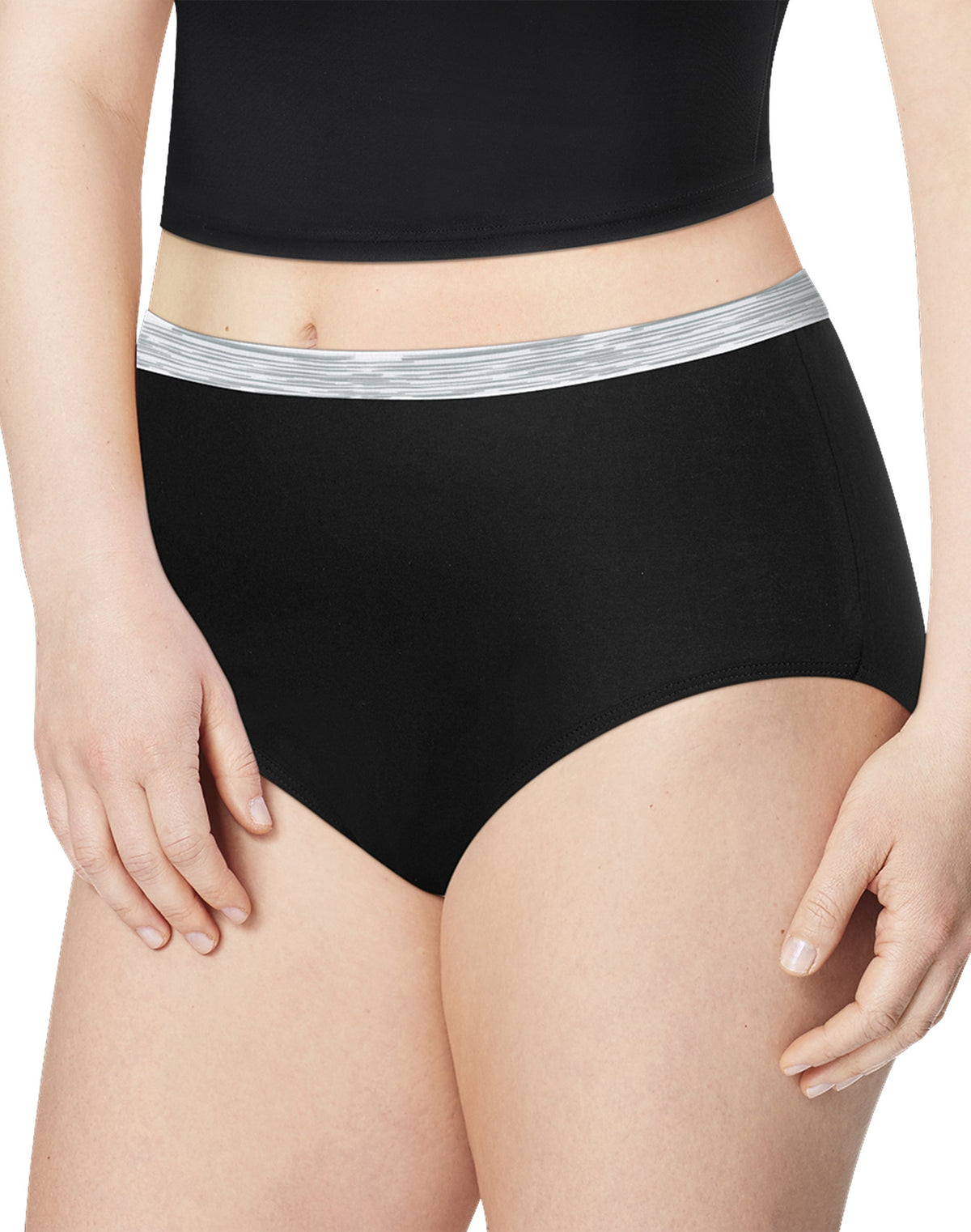 Hanes Just My Size Women's Sporty Cotton Brief Underwear, Moisture-Wicking, 6-Pack (Plus Size)