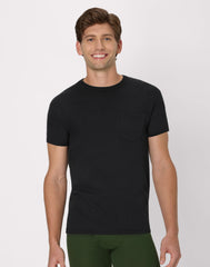 Hanes Men's Cotton Pocket T-Shirt, Moisture-Wicking with Odor Control, Black/Grey, 6-Pack