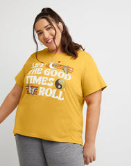 Hanes Women's Cotton Graphic T-Shirt, Let the Good Times Roll (Plus Size)