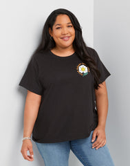 Hanes Women's Cotton Graphic T-Shirt, Smiling Daisy (Plus Size)