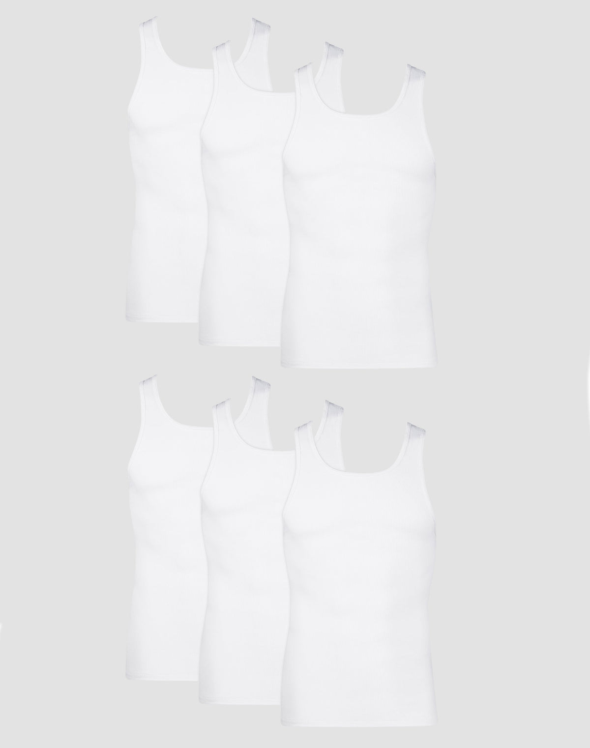 Hanes Men's Cotton Tank Undershirt, Moisture-Wicking, White, 6-Pack