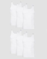 Hanes Men's Cotton Tank Undershirt, Moisture-Wicking, White, 6-Pack