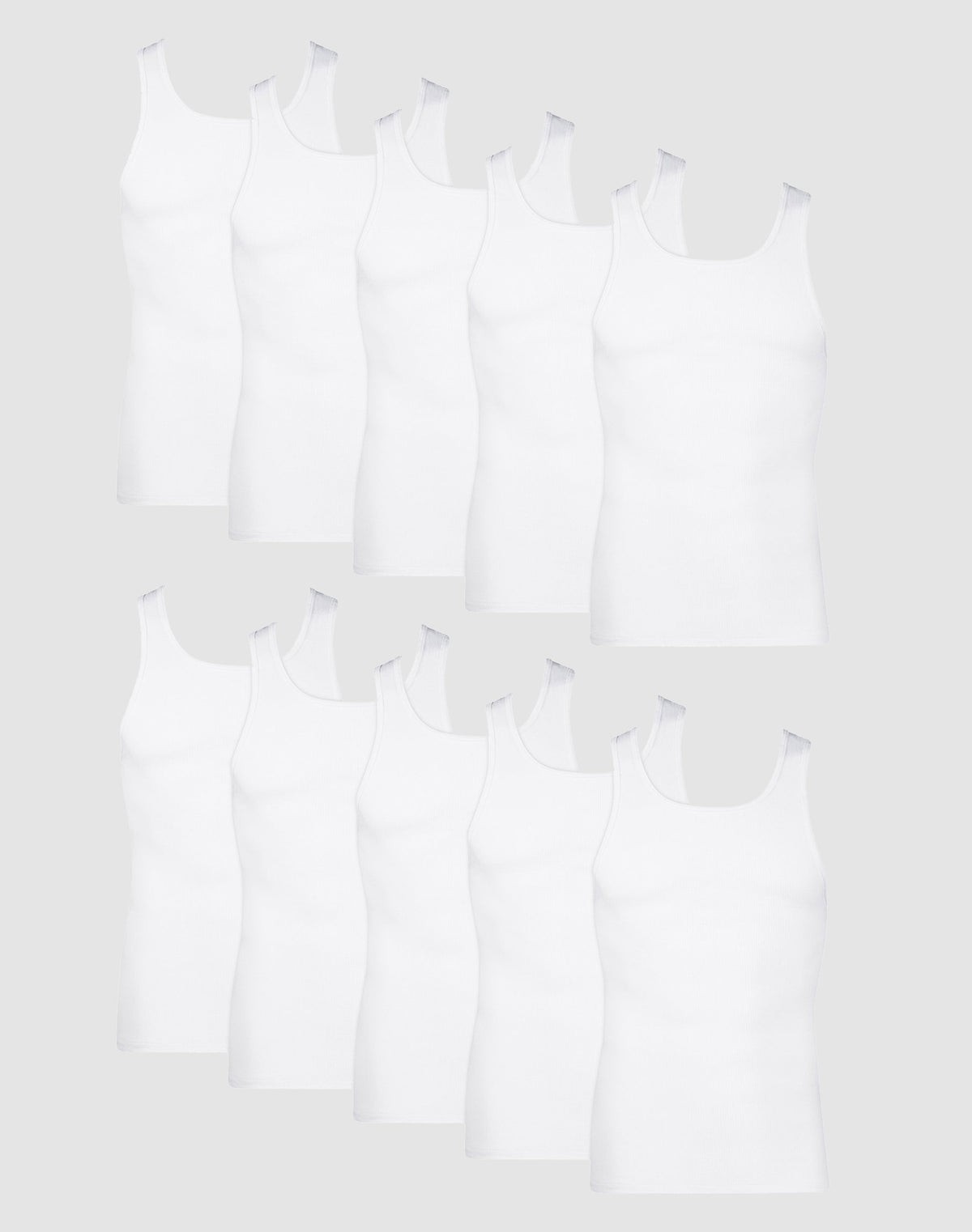 Hanes Men's Cotton Tank Undershirt, Moisture-Wicking, White, 10-Pack