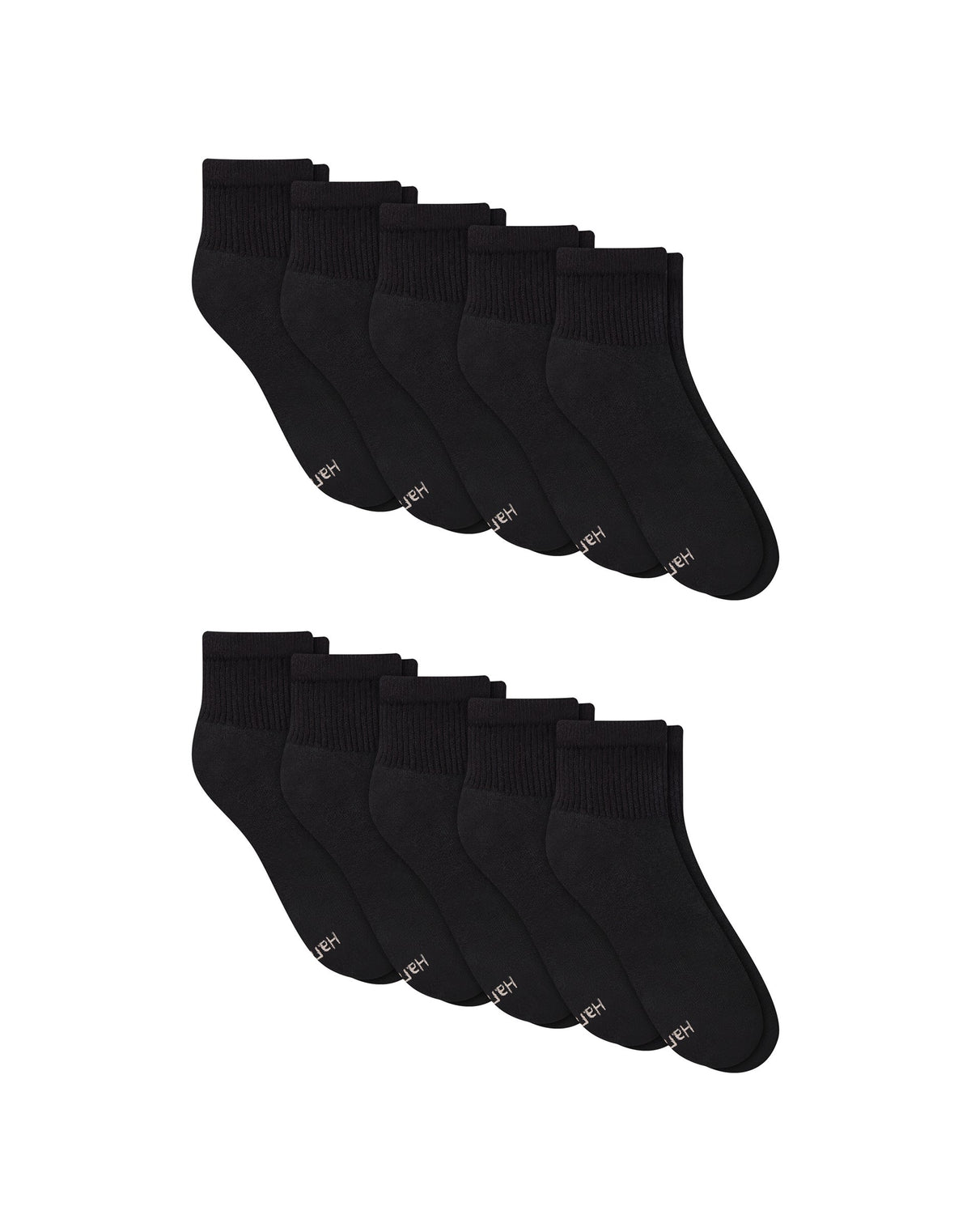 Hanes Women's Athletic Ankle Socks, Full Sole Cushion, Extended Sizes, 10-Pairs