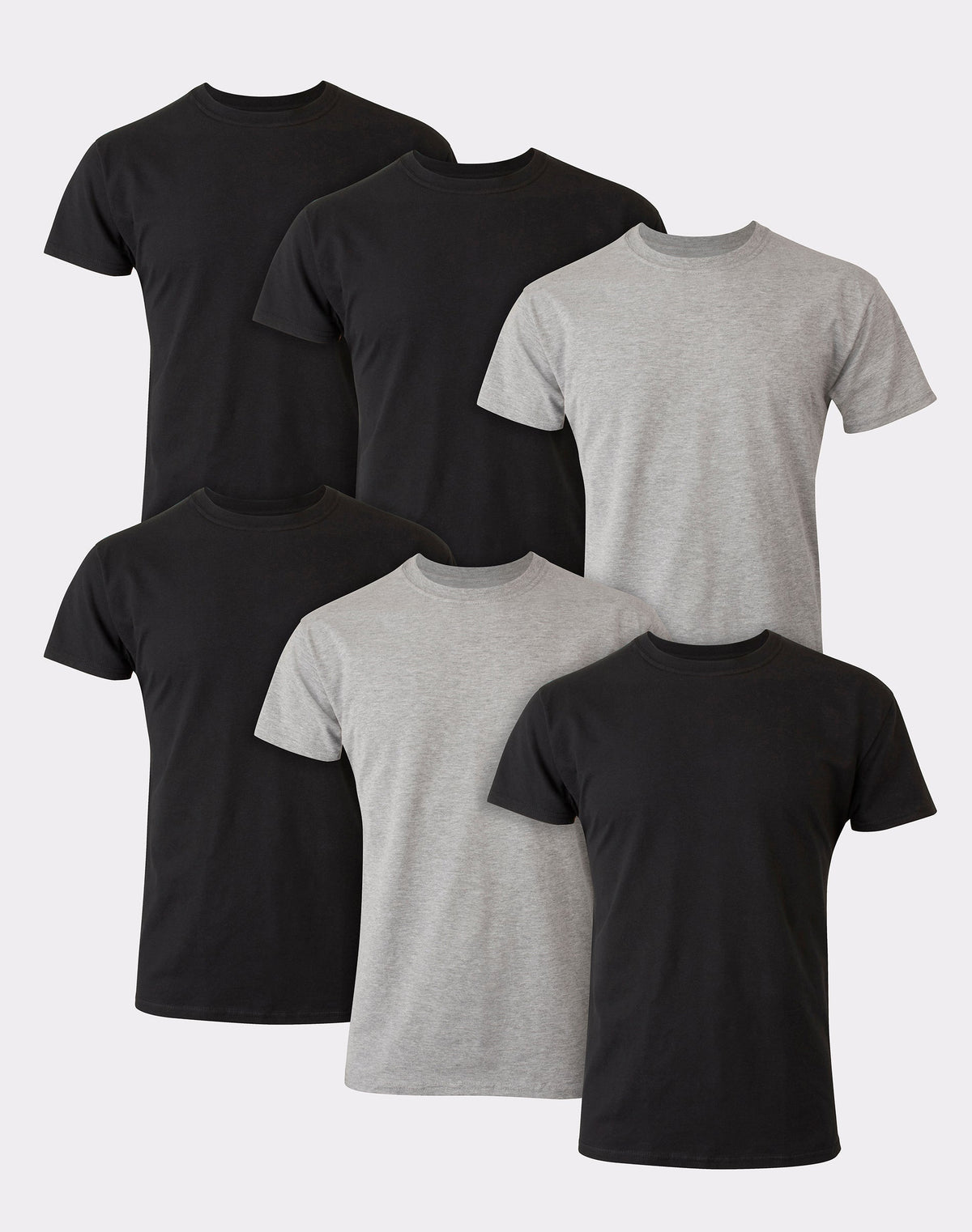 Hanes Ultimate Men's ComfortSoft Crewneck Undershirt, Black/Grey, 6-Pack