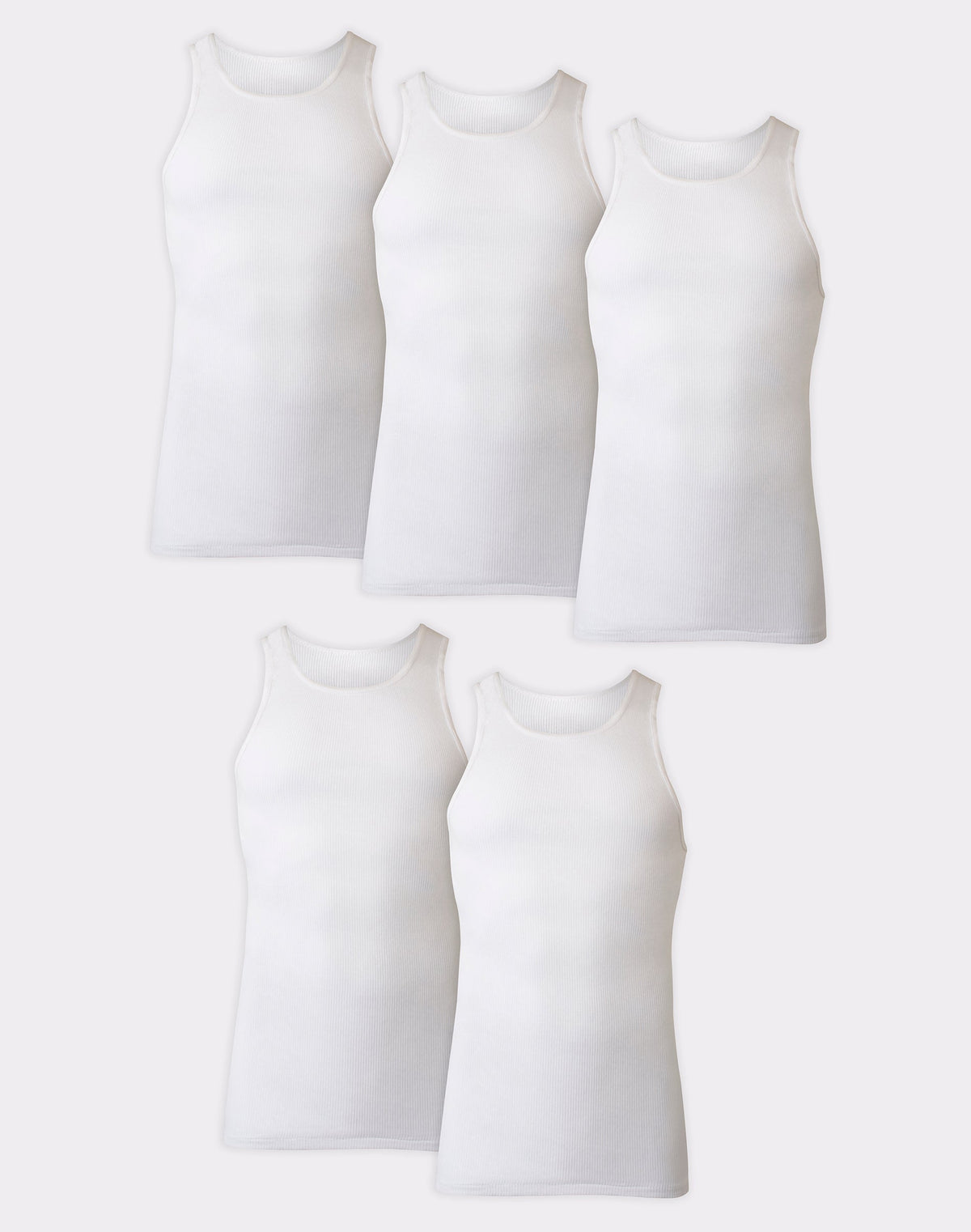 Hanes Ultimate Big Men's White Tank Top Undershirt Pack, Cotton, 5-Pack, (Big & Tall Sizes)