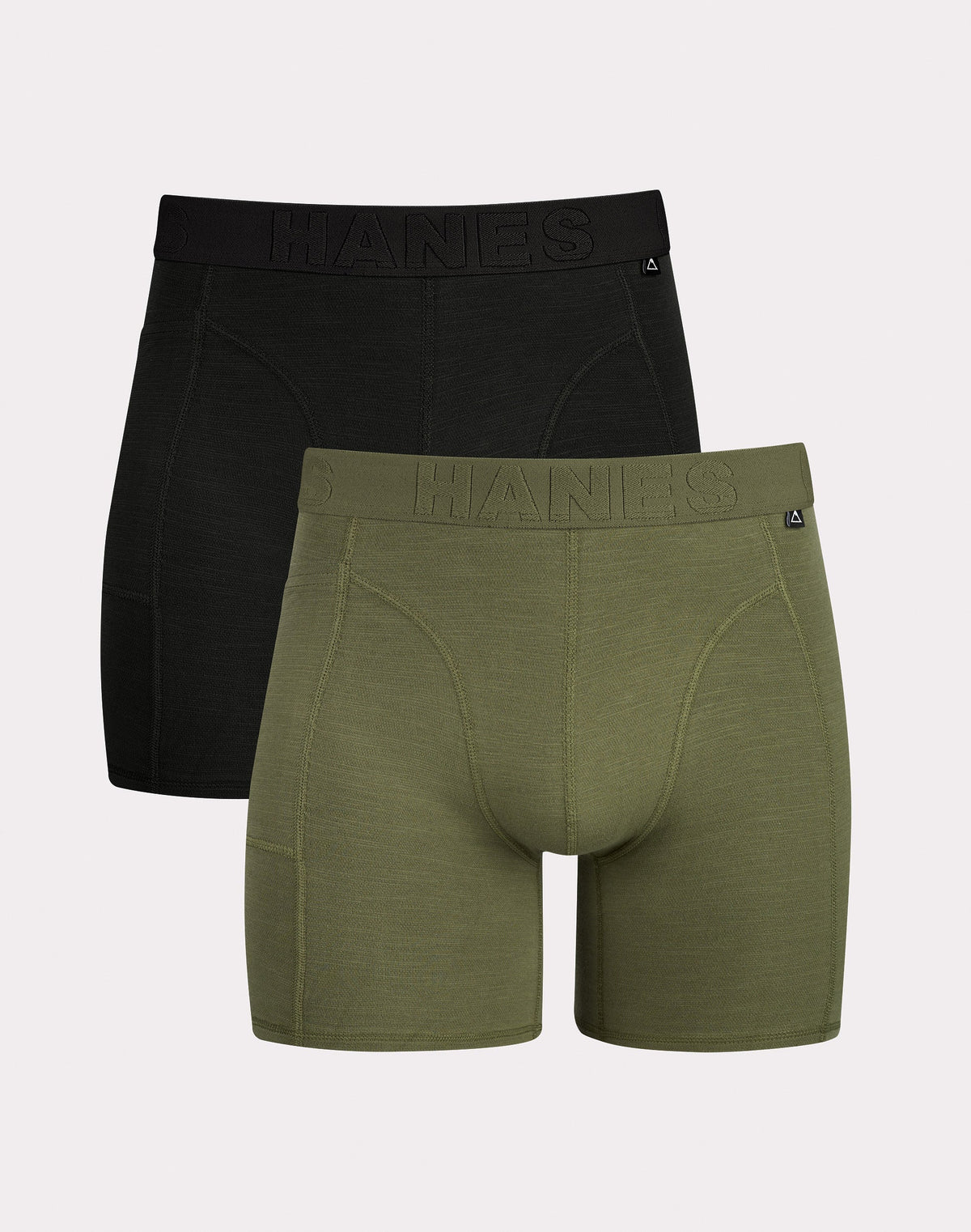 Hanes Explorer Men's Boxer Brief Underwear, Olive/Black, 2-Pack