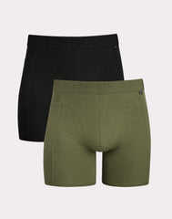 Hanes Explorer Men's Boxer Brief Underwear, Olive/Black, 2-Pack