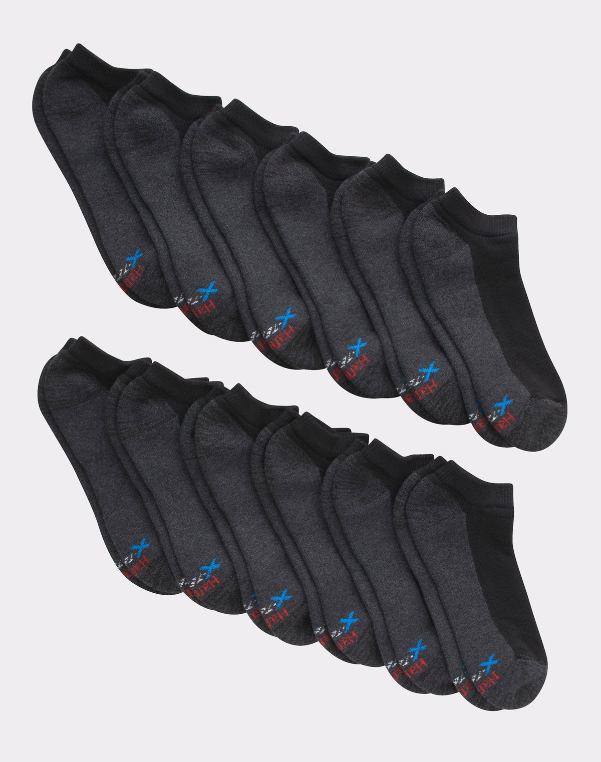Hanes Men's Cushioned No Show Socks, X-Temp, 12-Pairs