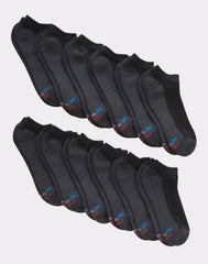 Hanes Men's Cushioned No Show Socks, X-Temp, 12-Pairs